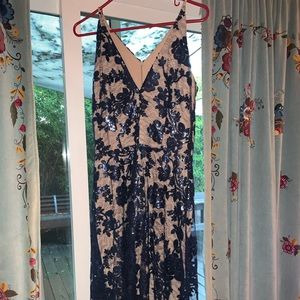 Dress the population navy blue sequined dress